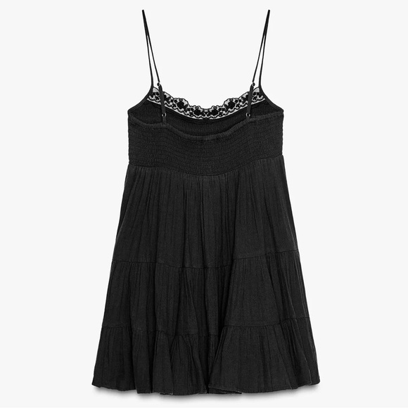 Lace Chiffon Mini Dress Black Zara M NWT - Picture 5 of 12